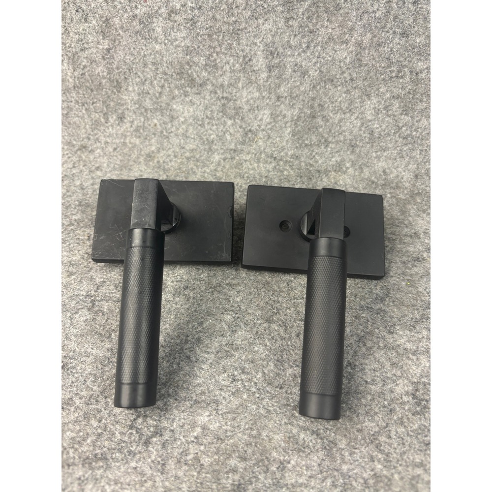 Ashley Norton Knurled Bauhaus Passage Lever Set Black Industrial Modern Hardware
